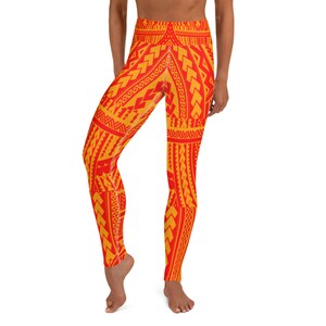 Red / Yellow Polynesian Yoga Leggings