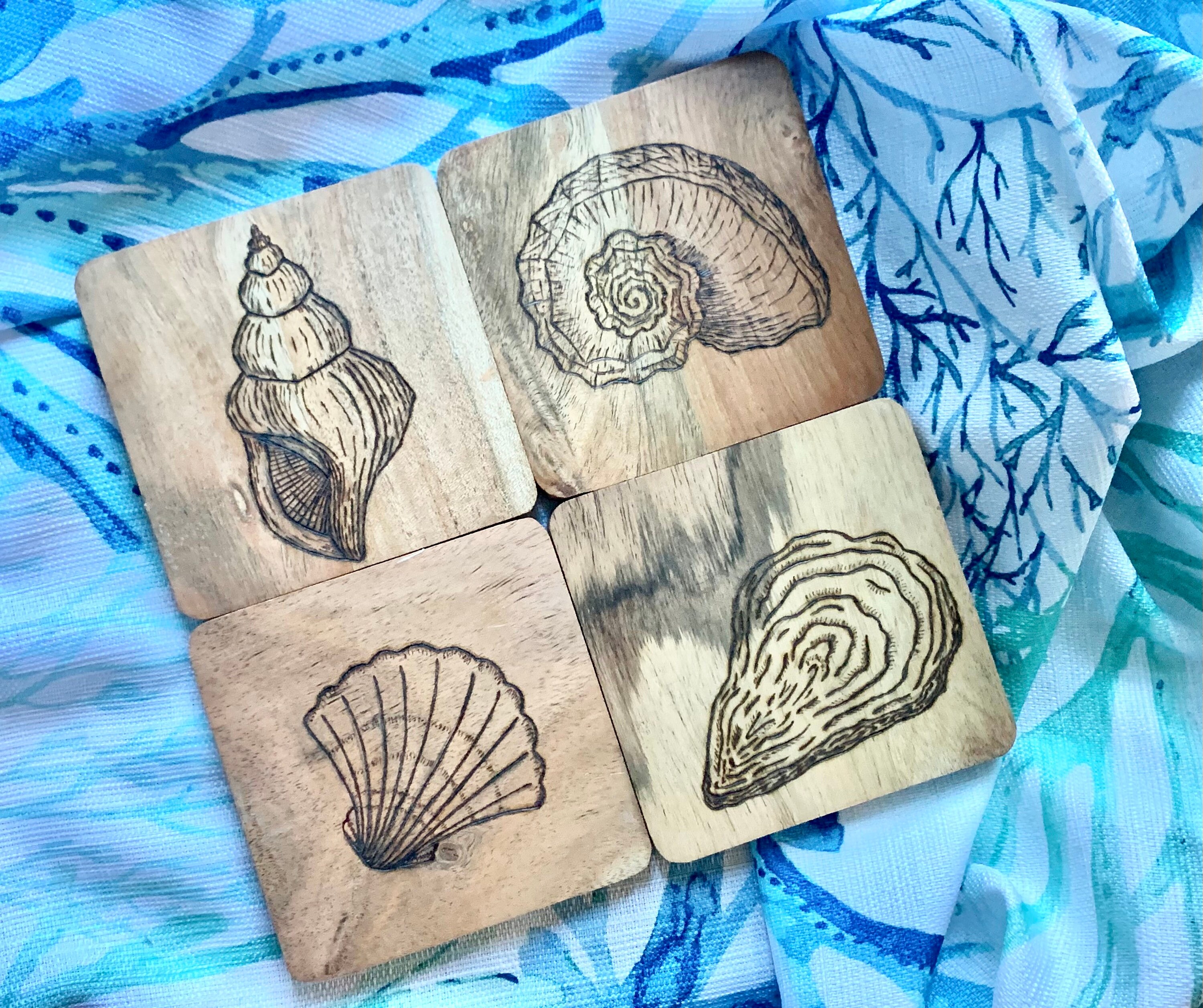Drinkware Shell Themed Coaster Set Coasters Drink & Barware etna.com.pe