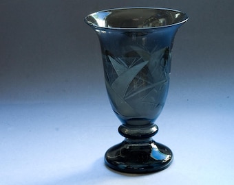 Engraved Art Deco Vase MCM Art Glass Europe