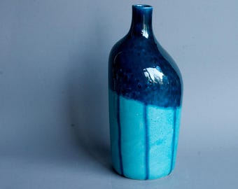 Large Blue Bottle Vase MCM Art Ceramics Unknown