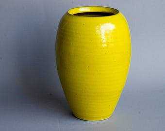Dutch Lemon Yellow vase MCM Art Ceramics Netherlands