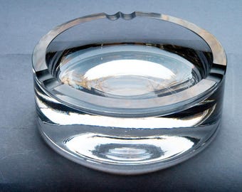 Zwiesel Design Ashtray with Double Inlays MCM Art Glass Germany
