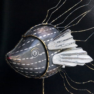 Big Steampunk Fish Art Wire Sculpture Nautical Object MCM European Art Object