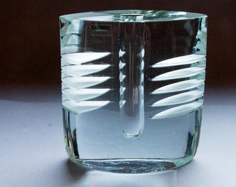 Barbini Solid Glass Solifleur Vase Object 5 Kilo Murano MCM Art Glass Italy