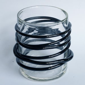 Heavy Treaded Studio Art Glass Vase MCM Czech Art Glass