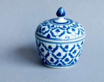 Blue and White Porcelain Lidded Jar Thailand