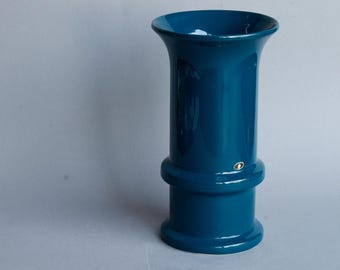 Dutch Blue Modernist Vase MCM Art Ceramics Netherlands
