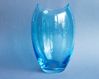 Big Crystalex &#39;Gondola&#39; Vase, Liberec Czech Repubic MCM Czech Art Glass