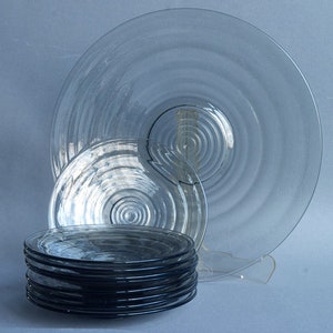 Leerdam Glass &#39;Reflex&#39; 9 Teiliges Gebäck Set AD Copier MCM Dutch Art Glass