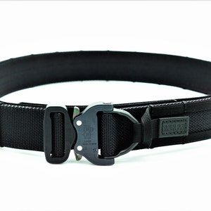 Cintura Tattica Uomo In Tela Militare Con Fibbia A Doppio Anello D - Regolabile, Leggera, 125x3,8 Cm (Nero)
