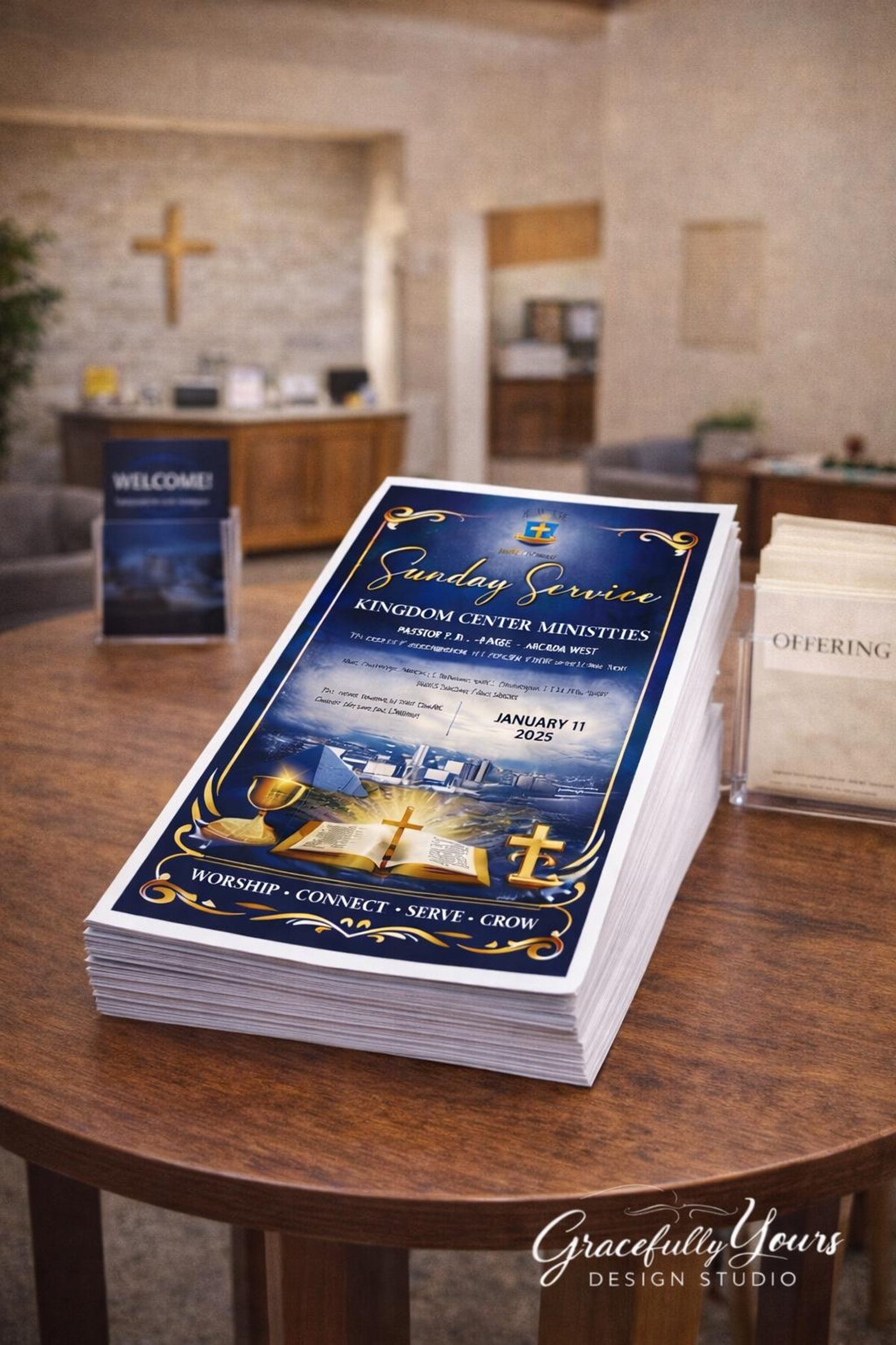 Sunday Program Bulletin Church Bulletin Template | Editable Canva Church Program | Sunday ...