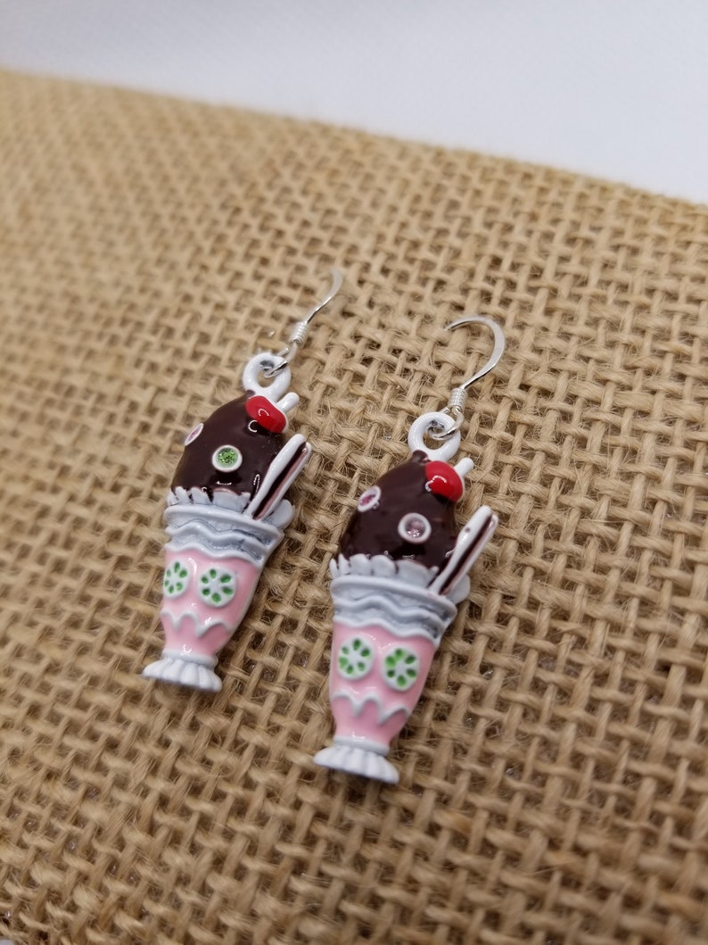 Hot fudge ice cream sundae earrings