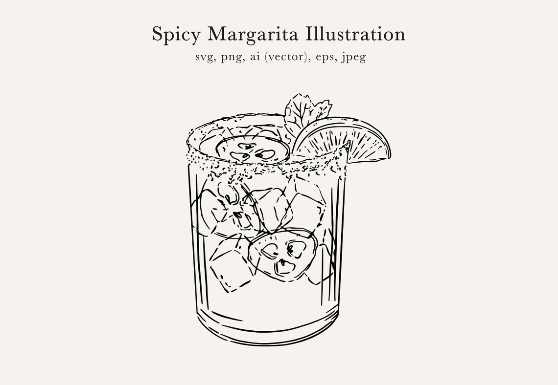 Spicy Marg Illustration Spicy Margarita Clip Art Jalapeño Etsy