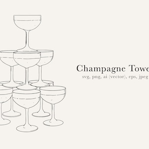 Champagne Tower Sign Art, Champagne Tower Illustration, Champagne Tower Clip Art, Champagne Tower Drawing