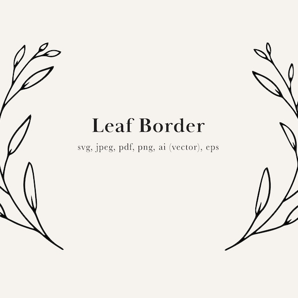 Leaf Border, Wreath SVG, Eucalyptus Border, Leaf JPG, Leaf Border Drawing, Border Clip Art, Wedding Sign Border