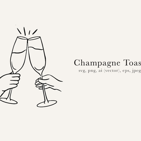 Champagne Toast Image, Champagne Toast SVG, Cheers PNG, Champagne JPEG, Whimsy Wedding Cheers svg