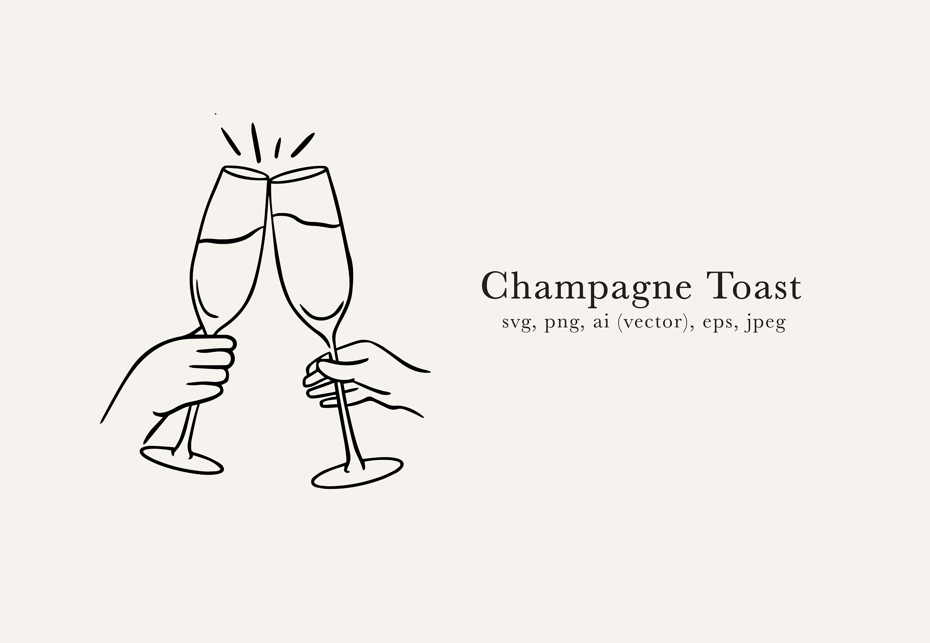 Champagne Toast Image, Champagne Toast SVG, Cheers PNG, Champagne JPEG, Whimsy Wedding Cheers svg