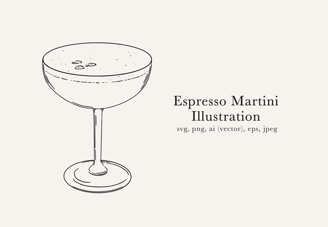 Espresso Martini Illustration, Espresso Martini Drawing, Espresso