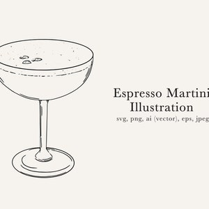 Espresso Martini Illustration, Espresso Martini Drawing, Espresso Martini SVG, Espresso Martini PNG