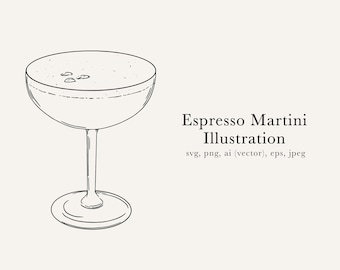Espresso Martini Illustration, Espresso Martini Drawing, Espresso Martini SVG, Espresso Martini PNG