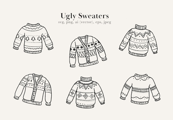 Ugly Sweater Illustrations, Ugly Sweater Drawings, Ugly Sweater