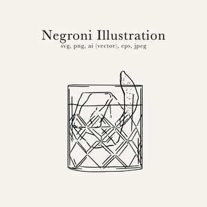 Negroni Illustratie, Negroni PNG, Bruiloft Cocktail Illustratie, Bruiloft Cocktail JPEG, Negroni SVG