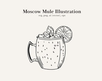 Moscow Mule Cutting File, Moscow Mule Sketch, Drink SVG, Moscow Mule SVG, Mule Drawing, Moscow Mule Clip Art