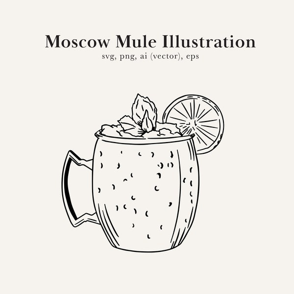 Archivo de corte de mula de Moscú, boceto de mula de Moscú, bebida SVG, SVG de mula de Moscú, dibujo de mula, clip art de mula de Moscú