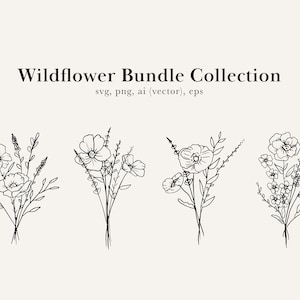 Wildflower Clip Art, Wildflower drawings, Wildflower Bundle design, Wildflower svg, Flower Bundle Drawings, Flower Bundle Clip Art