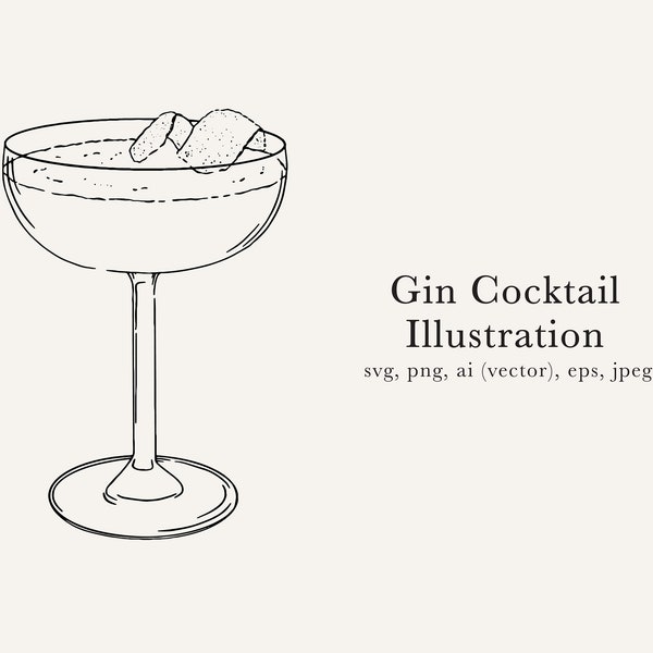 Gin Cocktail Illustration, Bees Knees Illustration, Bees Knees Cocktail Drawing, Gin Cocktail PNG