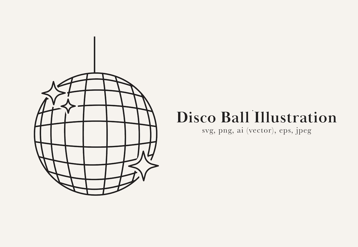 Disco Ball Clip Art Disco Ball Drawing Disco Ball Cutting Etsy
