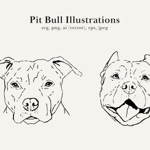Pit Bull Illustrations, Pit Bull Drawing, Pit Bull SVG, Dog JPEG, Dog Mom Image, Pit Bull Clip Art