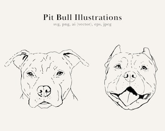 Pit Bull Illustrations, Pit Bull Drawing, Pit Bull SVG, Dog JPEG, Dog Mom Image, Pit Bull Clip Art