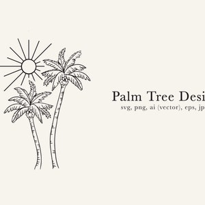 Palm Tree SVG, Palm Tree Scene Design, Palm Tree PNG, Beach PNG, Beach Drawing