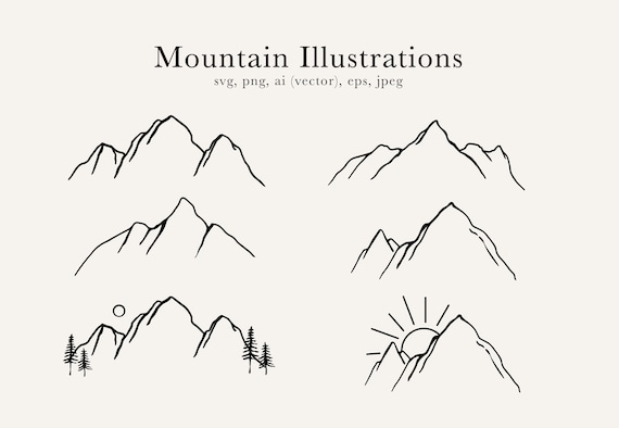 Mountain Illustrations, Mountain Clip art, Mountain SVG, Outdoor SVG, Camping Clip Art, Mountain PNG, Mountain Art, Colorado