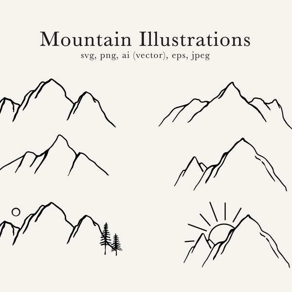 Mountain Illustrations, Mountain Clip art, Mountain SVG, Outdoor SVG, Camping Clip Art, Mountain PNG, Mountain Art, Colorado