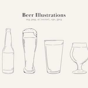 Beer SVG, Beer Drawings, Wedding Drink Sign, Wedding cocktail sign, Drink Menu Drawings, Beer PNG, Beer Clip Art