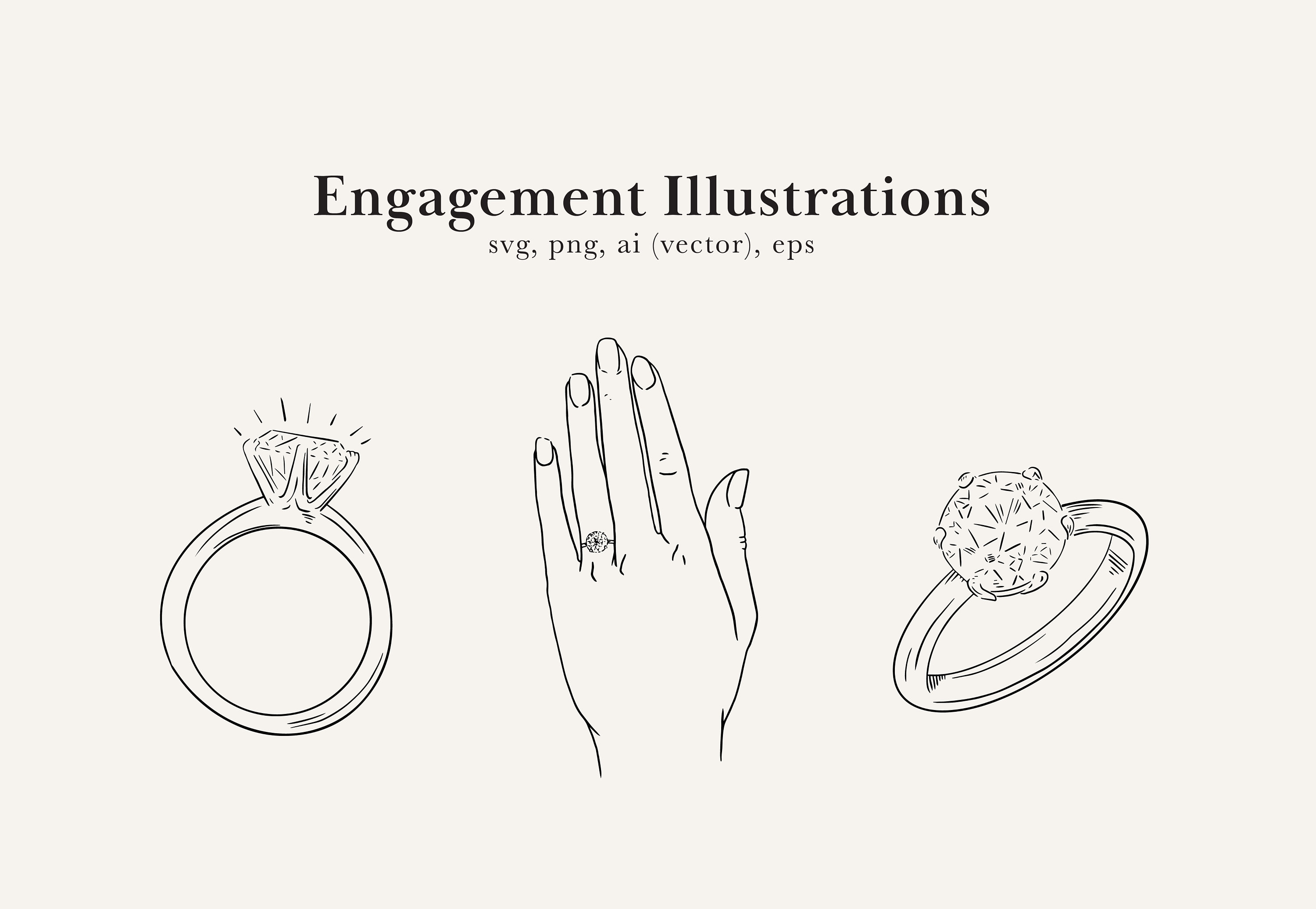 Engagement Clip Art Engagement Party Hand Drawn Ring Ring Etsy