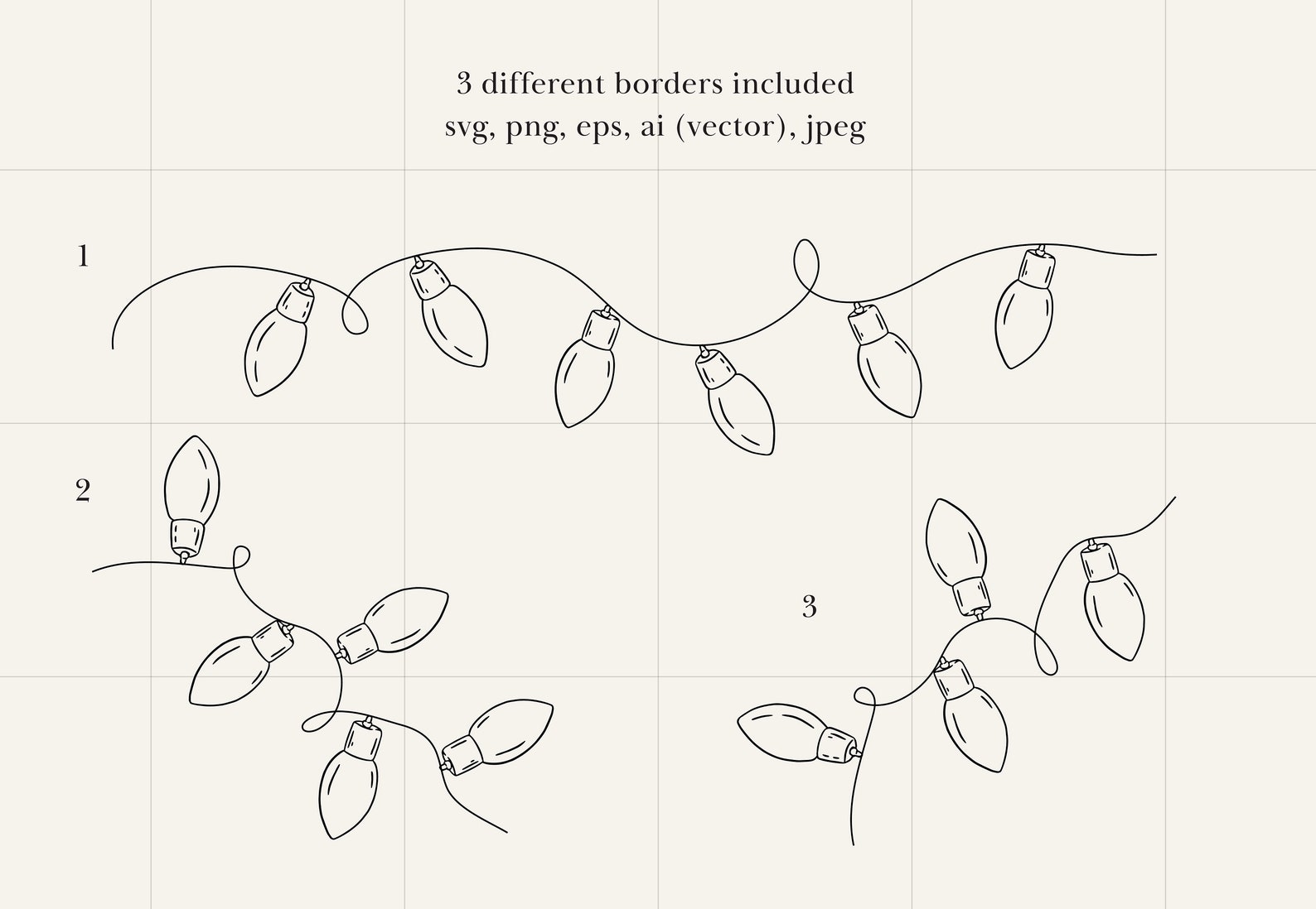 Holiday Light Border SVG Christmas Light Border PNG Etsy