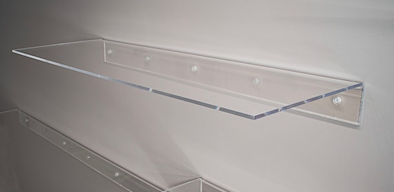 30 Inch Long Clear Floating Shelf, Custom Length Depth 