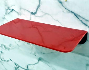20 inch long red opaque floating shelf, custom length depth