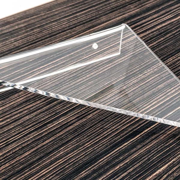 Triangular Corner clear floating shelf, custom length depth