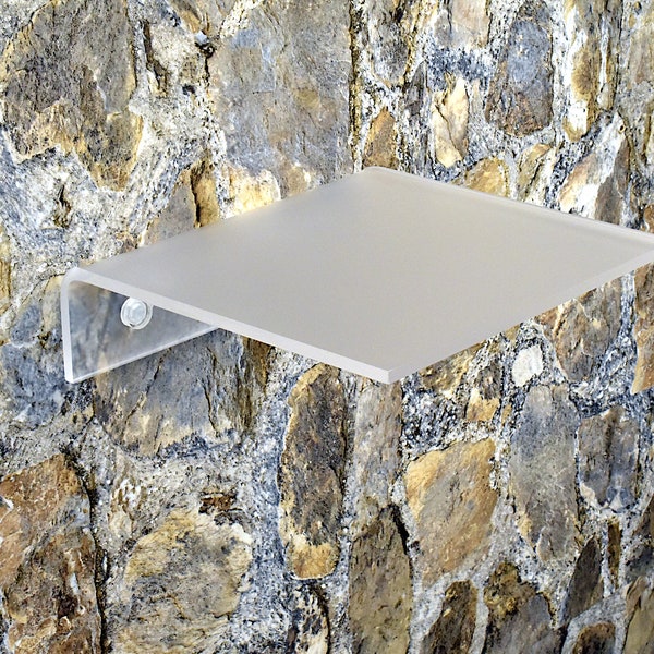 Corner frosted floating shelf, custom length depth