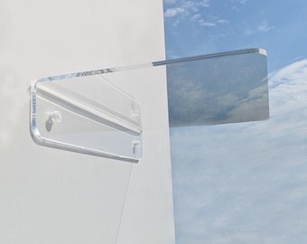 20 inch long clear floating shelf, custom length depth