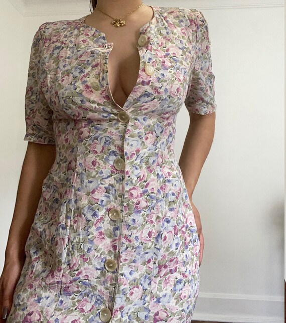 Vintage Button Up Floral Dress
