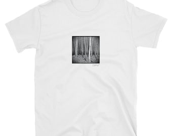 Black and White Photograph of Forest Trees Artistic Landscape Short-Sleeve Unisex T-Shirt