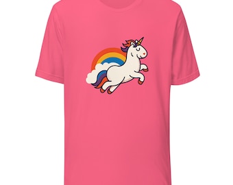 Retro Rainbow Unicorn T-Shirt, Cute Magical Unicorn Tee, Whimsical Fantasy Graphic Shirt, Fun Colorful Bella Canvas 3001