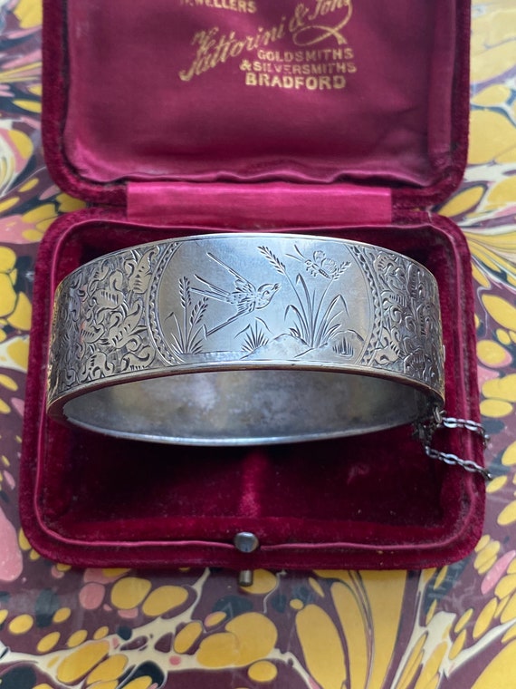 Victorian Aesthetic Hand Engraved Swallow Bangle