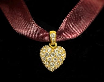 Authentic Cartier 18ct Gold Diamond Pave set Love Heart Vintage Pendant Ref. 308605