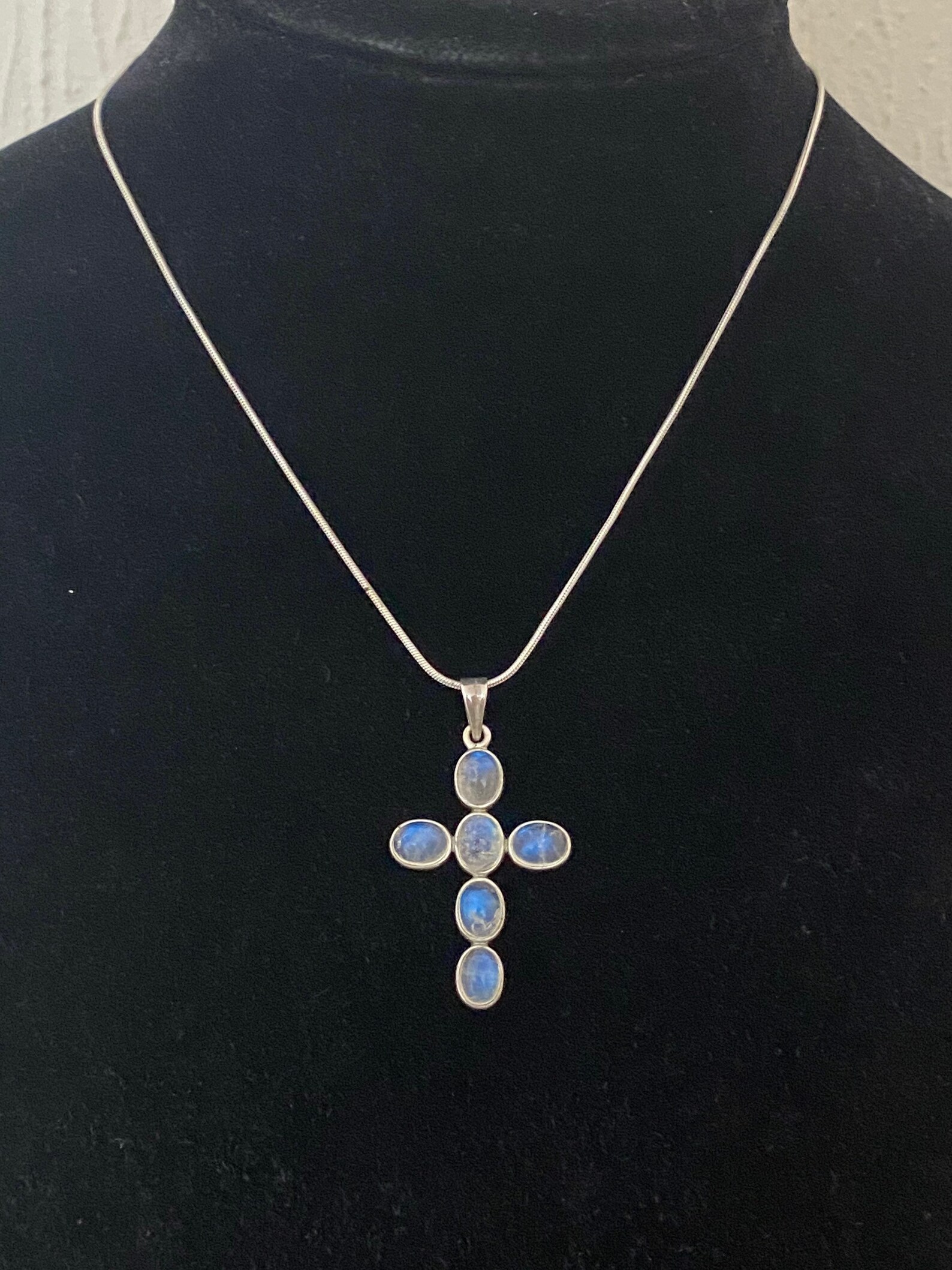 Vintage Sterling Silver Moonstone Crucifix/Cross Pendant Etsy